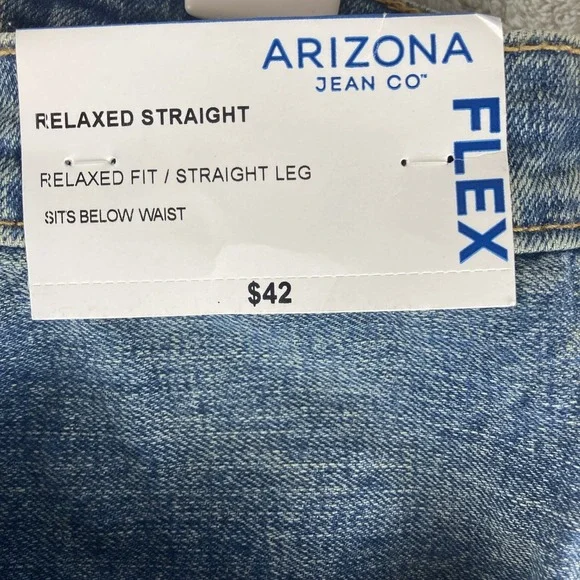 Arizona Jeans Mens 36x36 Flex Relaxed Straight Sits Below Waist Blue Denim - Picture 13 of 16